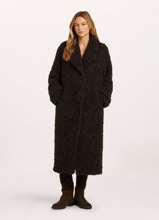 Beaumont Sasha lange jas dark chocolate - voorkant