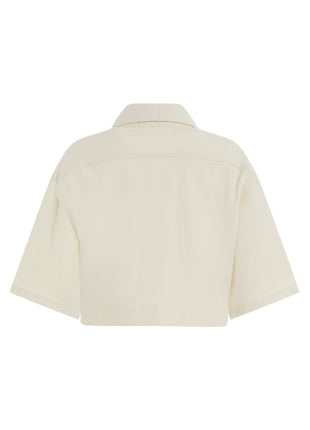 Blouson en jean Mauve - Court - Crème naturel