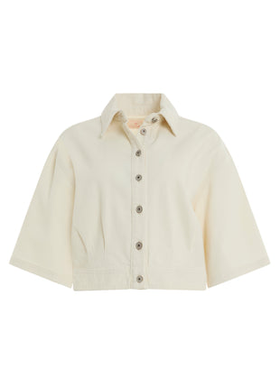 Blouson en jean Mauve - Court - Crème naturel