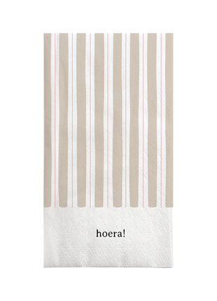 Servetten rechthoek streep hoera - zand/rood by Zusss