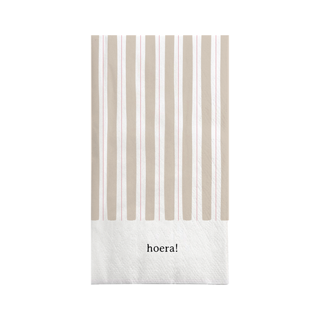 Servetten rechthoek streep hoera - zand/rood by Zusss
