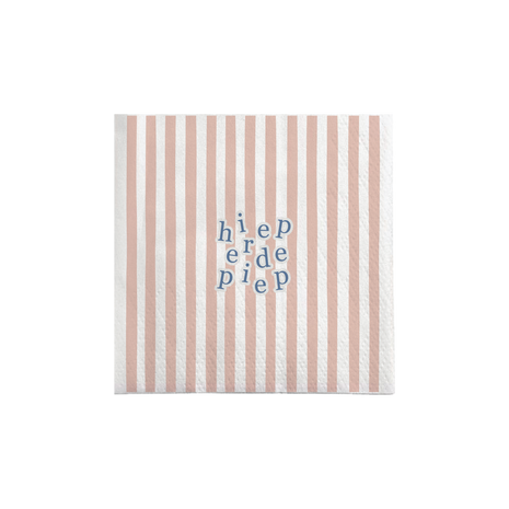 Servetten vierkant streep hieperdepiep - wit/roze/blauw by Zusss
