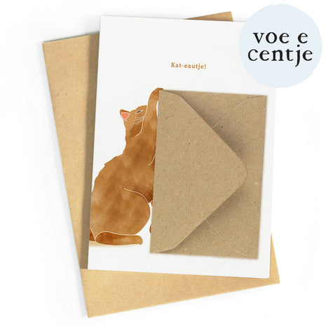 Wenskaart Kat-eautje - Studio Zwoane