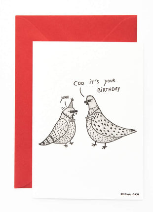 Studio Flash letterpress wenskaart Cool birthday pigeons