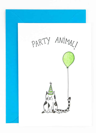 Studio Flash letterpress wenskaart Party animal cat