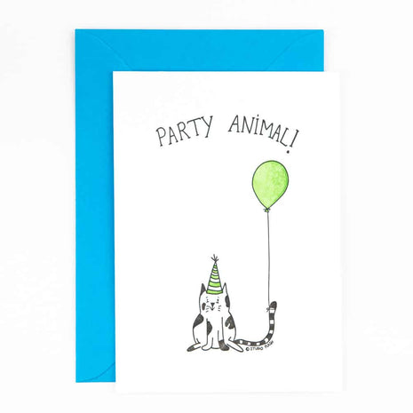 Studio Flash letterpress wenskaart Party animal cat