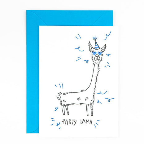 Studio Flash letterpress wenskaart Party lama