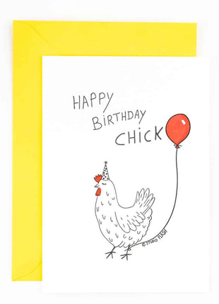 Studio Flash letterpress wenskaart Birthday chick
