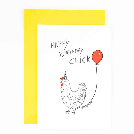 Studio Flash letterpress wenskaart Birthday chick