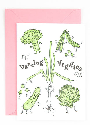 Studio Flash letterpress wenskaart Dancing veggies