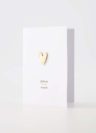 Carte de vœux magnétique en forme de cœur, tu vaux de l'or, blanc/or - blanc/or