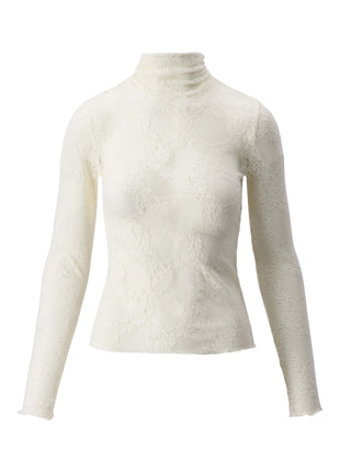 Kanten top met col – off white