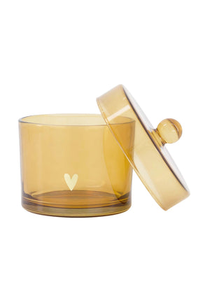 Bewaarpot glas met deksel hartje - transparant/goud by Zusss