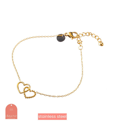 Double Heart Bracelet - 14K - Gold - Juwelen & mooimakers