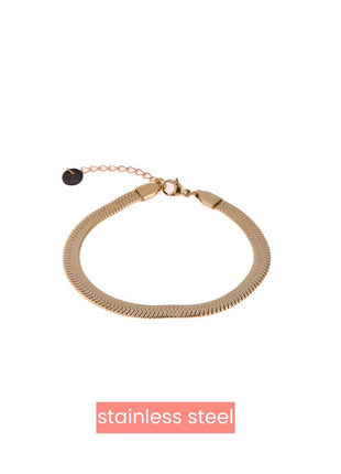 Armbandje - Flat Link Bracelet - 14K - gold - Modeaccessoires - Juwelen - Armbandjes