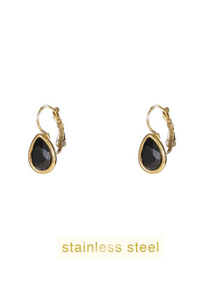 Oorbellen - French Hook Drop - 14K + black