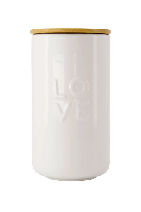 Voorraadpot keramiek met deksel love - wit by Zusss