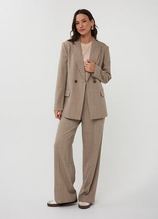 Blazer double breasted melange F25.10538 (Taupe) Kleding Truien en cardigans