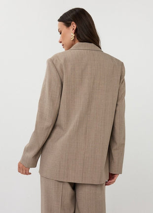 Blazer double breasted melange F25.10538 (Taupe) Kleding Truien en cardigans
