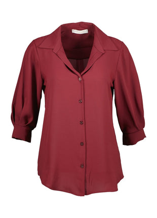 Bloesje - Asti B502 – Bordeaux - Bordeaux / 42/XL - Kleding - Blouses