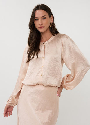 Blouse balloon sleeve Acetate F25.15514 (Candy) Kleding Blouses