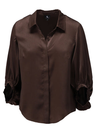 Blouse met speciale mouwen B773 Chocolate Kleding Blouses
