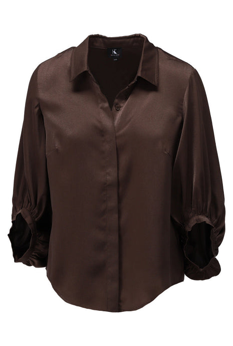Blouse met speciale mouwen B773 Chocolate Kleding Blouses