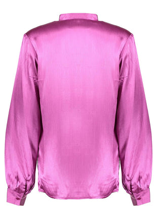 Blouse satin with bow 53546 14 (purple) Kleding Blouses