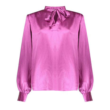 Blouse satin with bow 53546 14 (purple) Kleding Blouses
