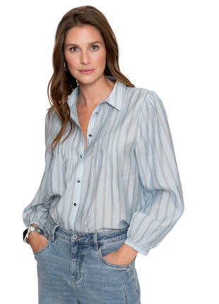 Blouse stripes 53535 14 (l.blue) Kleding Blouses