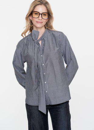 Blouse stripes with bow 53537 14 Kleding Blouses