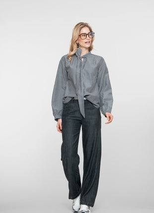 Blouse stripes with bow 53537 14 Kleding Blouses