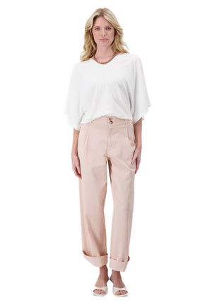 V hals T-shirt wijde mouw met Zusss embroidery - 0304-0065 - Off white by Zusss
