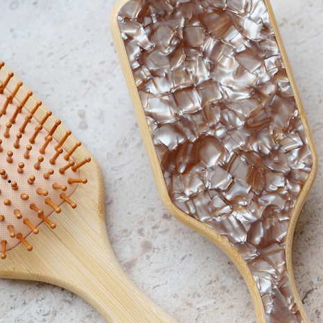 Bobby - Bamboo brush - Marmer rosé - Modeaccessoires - Haarspelden