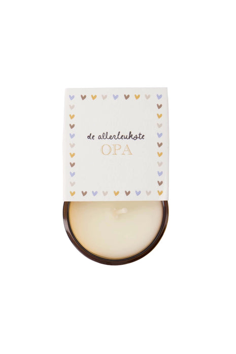 Geurkaarsje in wikkel de allerliefste opa - oker/wit by Zusss