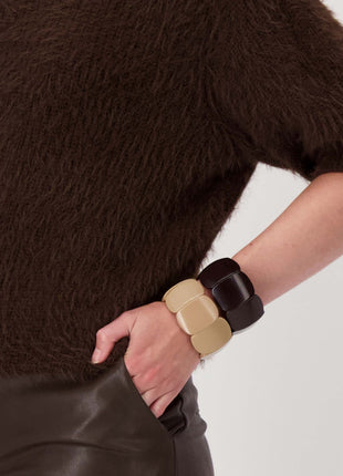Brede kralen armband – chocoladebruin - Choco / One Size - Kleding