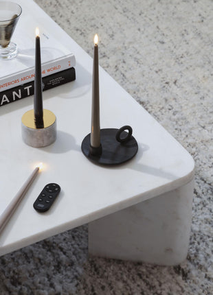 Bougie conique LED MM, soie, fine, anthracite, lot de 2, 23 x 250 mm