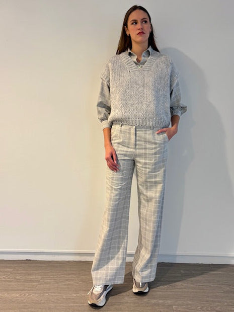 Broek Brad check gray Kleding Broeken