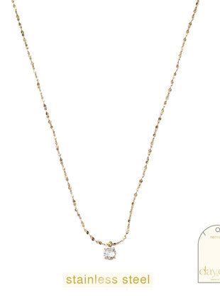 1 Stone Necklace - 14K + crystal
