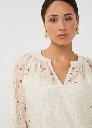 Blouse raglan embroidery anglaise - SP26.28026 - Ecru by Esqualo