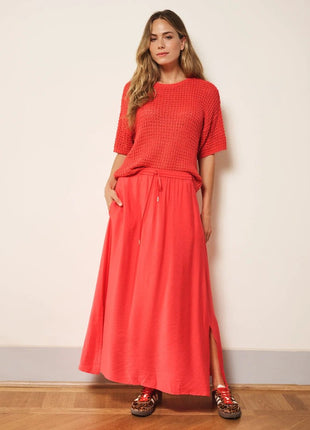 Skirt Long Elastic Waist Slub - SP26.10034 by Esqualo