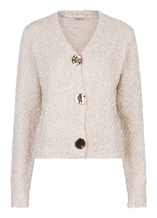 Cardigan fancy button F25.02538 (Off White) Kleding Truien en cardigans