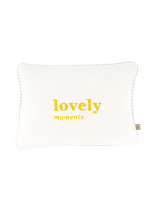 Kussen lovely moments gekleurde bies 35x25cm - off white - Lou Lou