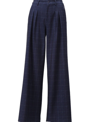 Broek - Krijtstreep met plooien - D407L - Dark Blue