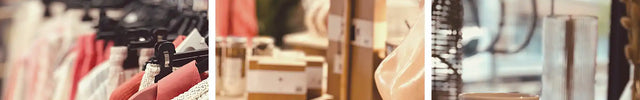 Een collage van verschillende retailproducten, waaronder kleding, woondecoratie en schoonheidsartikelen.