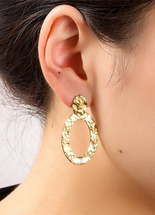Oorbellen - Wavy Flat Round Dangle - 14K