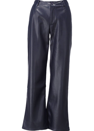 Broek in lederlook - D757L - Dark Blue