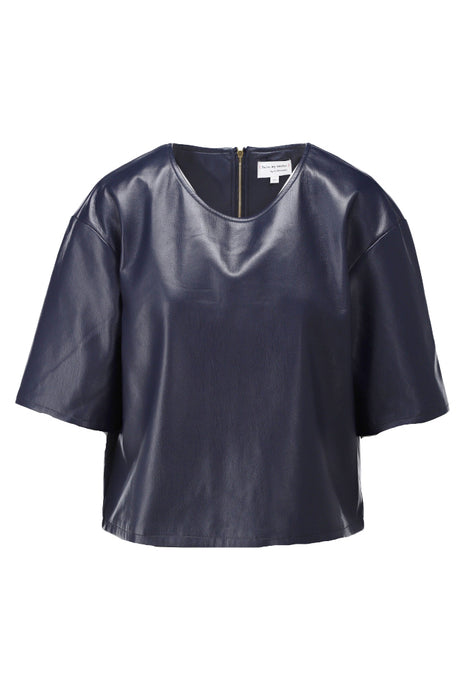 Top in lederlook met rits - D759L - Dark Blue