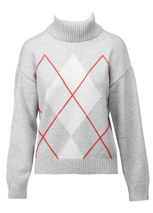 Pullover rolkraag met ruitmotief - D835L - Nimbus cloud