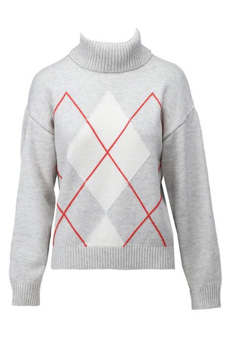 Pullover rolkraag met ruitmotief - D835L - Nimbus cloud